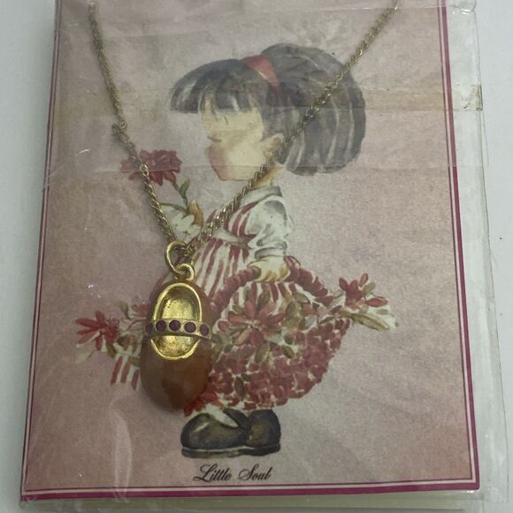 Little Soul Religious Verse Card With Red Shoe Necklace Willow And Company VTG - Picture 5 of 5